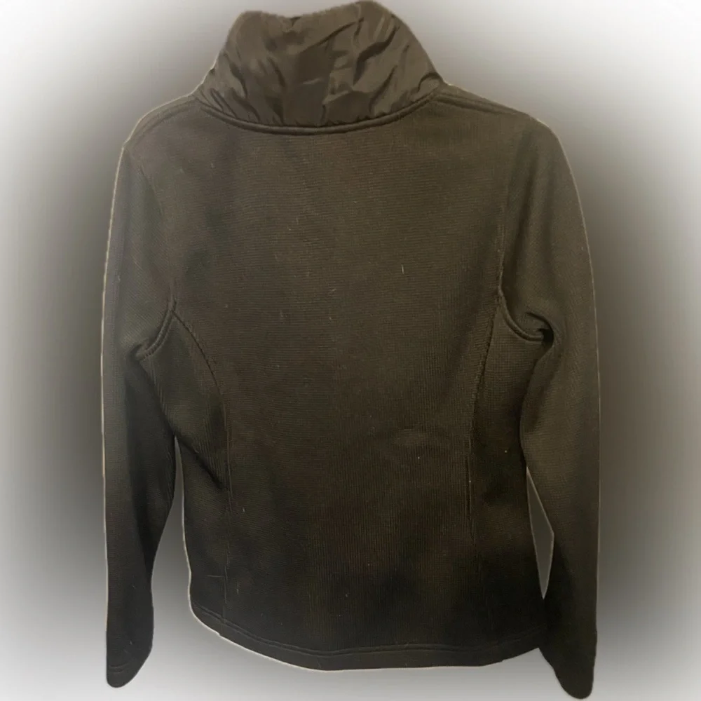 CB Black Moto Jacket Knit Back  Asymmetrical Zip with Pockets Womens Sz M - Picture 2 of 8